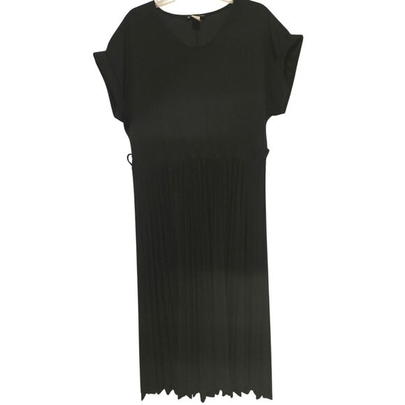 Sz 3X ELIZABETH NICOLE Black Cuffed Drop-shoulder Pleated Bottom Midi Dress - Picture 1 of 10